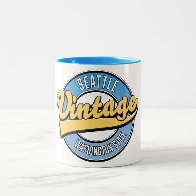 Seattle Washington State retro logotyp. Två-Tonad Mugg (Center)