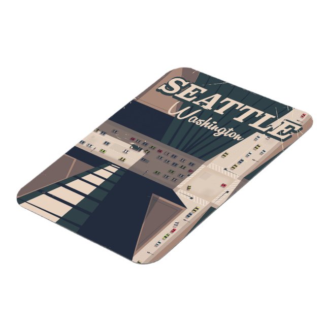 Seattle, Washington State Travel-affisch Magnet (Vänstra Sidan)
