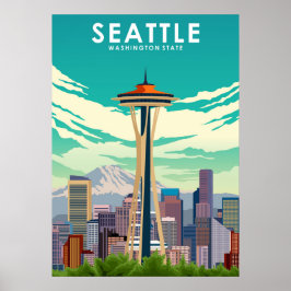Seattle Washington State United Stater Travel Poster