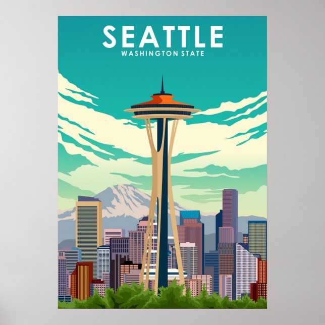 Seattle Washington State United Stater Travel Poster (Framsidan)