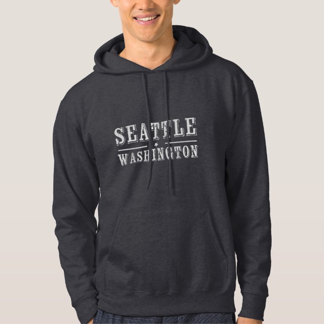 Seattle Washington T-Shirt Hoodie (Framsida)