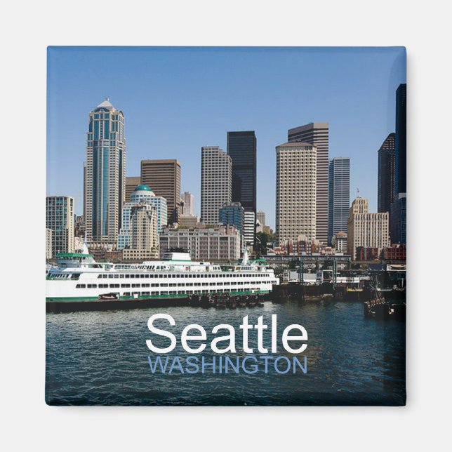 Seattle Washington Travel Photo Souvenir Magnet (Framsidan)