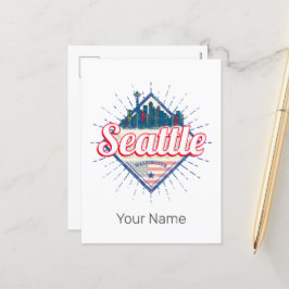 Seattle Washington United Stater City Skyline USA Helg Vykort