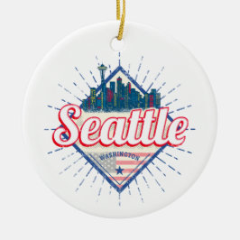 Seattle Washington United Stater City Skyline USA Julgransprydnad Keramik