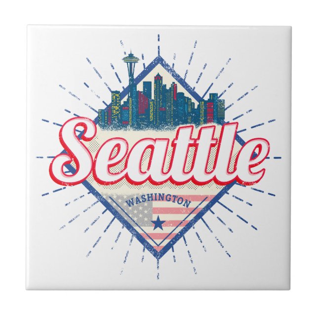 Seattle Washington United Stater City Skyline USA Kakelplatta (Framsidan)