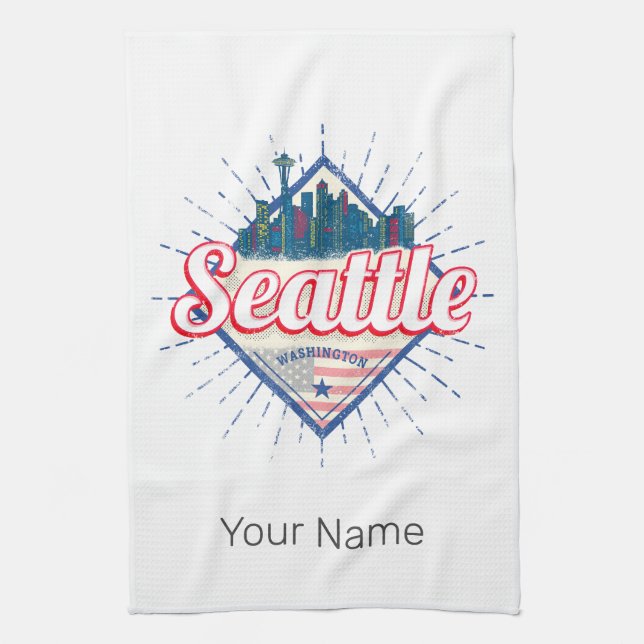 Seattle Washington United Stater City Skyline USA Kökshandduk (Vertikal)