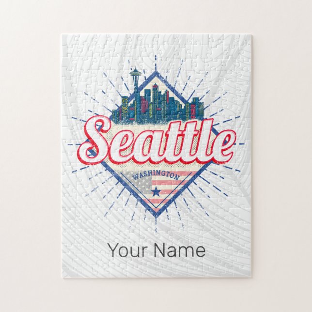Seattle Washington United Stater City Skyline USA Pussel (Vertikal)
