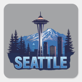 Seattle Washington United States of America Fyrkantigt Klistermärke
