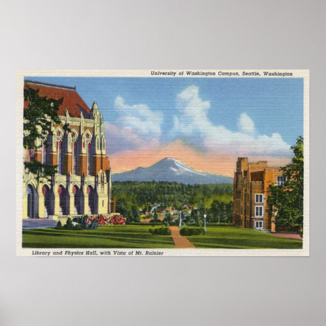 Seattle, Washington - Universiteten i Washington Poster (Framsidan)