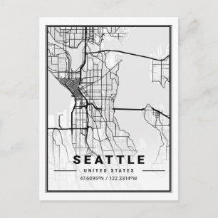 Seattle Washington USA Travel City Karta Vykort