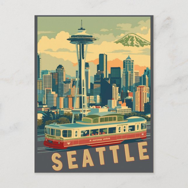 Seattle, Washington Vintage Inbjudan Vykort (Framsida)
