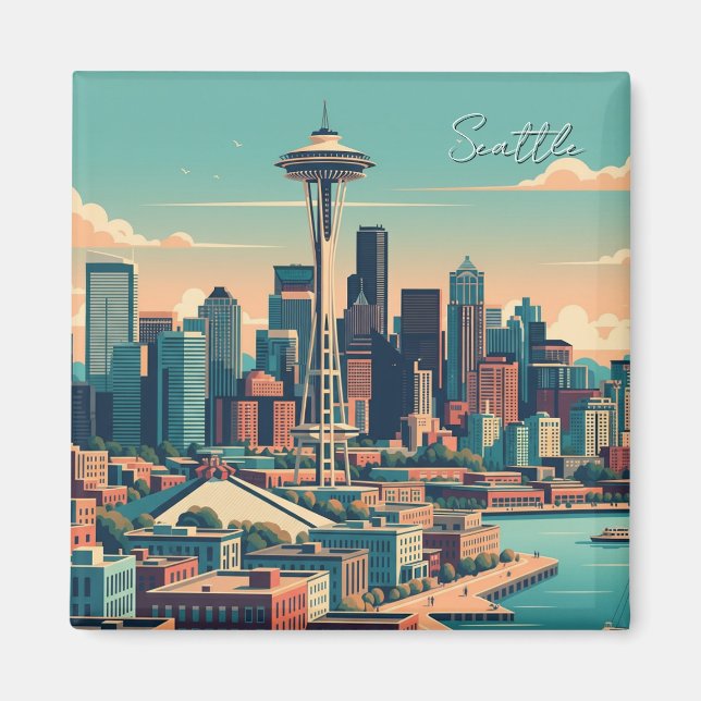 Seattle Washington Vintage Magnet (Framsidan)