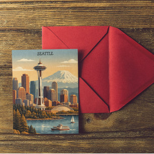 Seattle, Washington Vintage Reseskylinjen Vykort