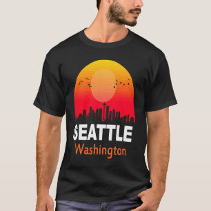 Seattle Washington Vintage Sunset Retro City State T Shirt