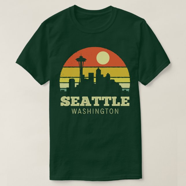 Seattle Washington Vintage Sunset T Shirt (Design framsida)