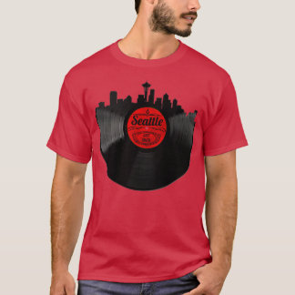 Seattle Washington Vinyl Record Vintage Skyline De T Shirt