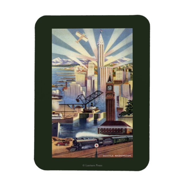 Seattle, Washington - vy över centrala staden Magnet (Vertikal)