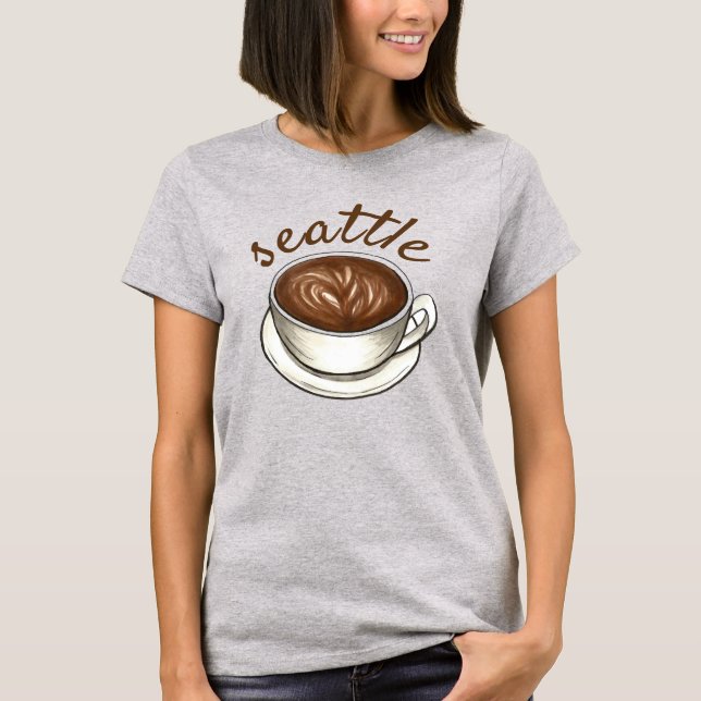 Seattle Washington WA Coffee Kopp Classic Latte T Shirt (Framsida)