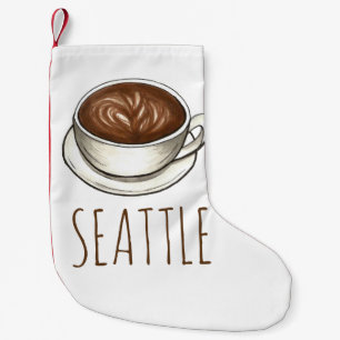 Seattle Washington WA Latte Coffee Kopp Barista Liten Julstrumpa