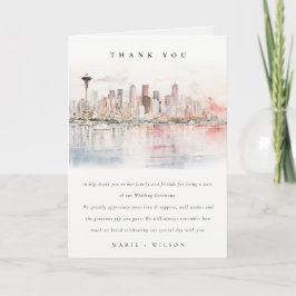 Seattle, Washington Watercolor Landscape Wedding Tack Kort