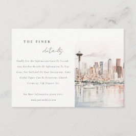 Seattle Washington Watercolor Scape Wedding Detail Tilläggskort