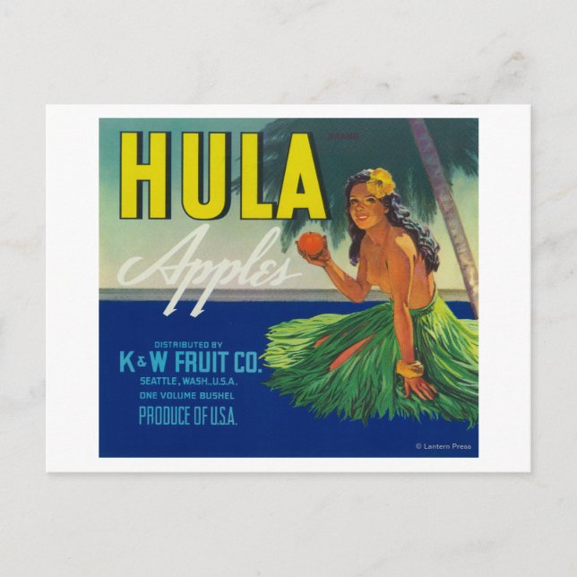 Seattle, WashingtonHula Apple-etikett Vykort (Framsida)