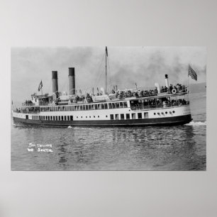 Seattle WashingtonView av den Tacoma steameren Poster