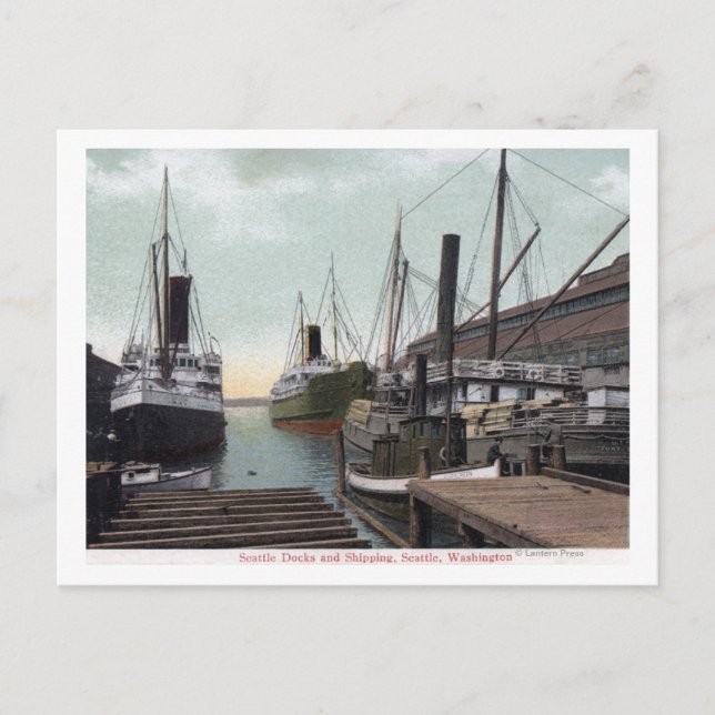 Seattle, WashingtonView of the Dock and Fraktass Vykort (Framsida)