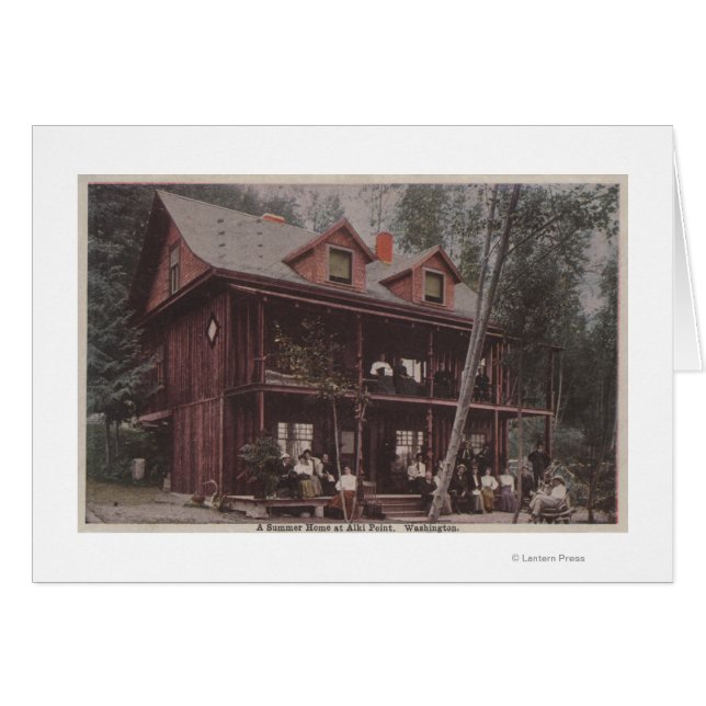 Seattle, WASummer Home i Alki Point Beach Hälsningskort (Framsidan Horizontal)