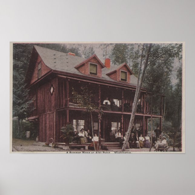Seattle, WASummer Home i Alki Point Beach Poster (Framsidan)