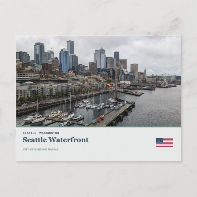 Seattle Waterfront och Marina Vykort (Framsida)