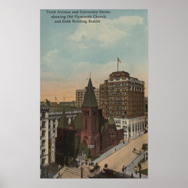 Seattle, WAThird Avenue och Universiteten Streets Poster (Framsidan)