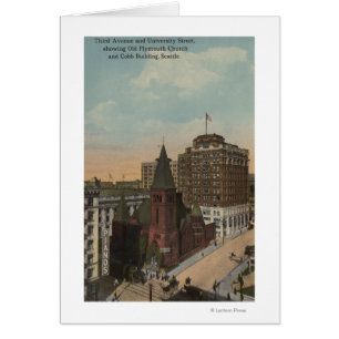 Seattle, WAThird aveny och universitetengator Hälsningskort