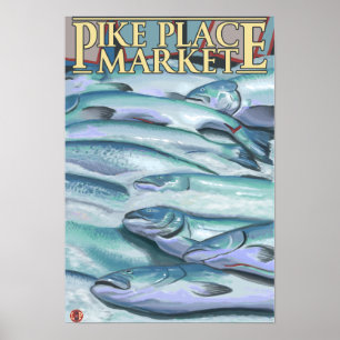 SeattleFish på is på det Pike stället marknadsf Poster