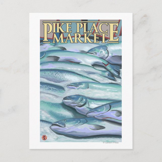SeattleFisk på iset på Pike Ställe-marknaden Vykort (Framsida)