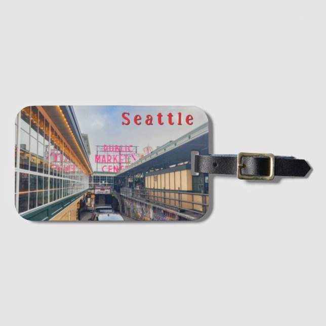 Seattles Pike Market-skylt Bagagebricka (Framsida horisontal)