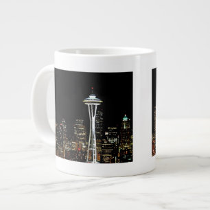 Seattskylin på natten, med Space Nål. Jumbo Mugg