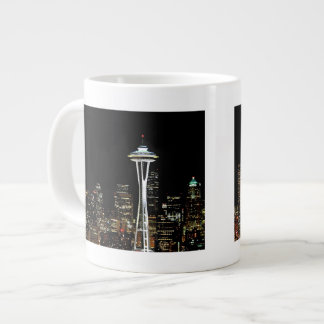Seattskylin på natten, med Space Nål. Jumbo Mugg