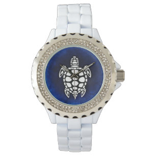SEATURTLE.TURTLE. SVART- OCH VITDEKORATIV. ARMBANDSUR