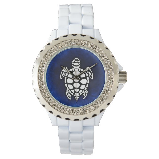 SEATURTLE. TURTLE. SVART OCH VITT DEKORATIV. ARMBANDSUR (Framsida)