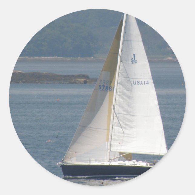 Seaward Sailboat Stickers Runt Klistermärke (Framsida)