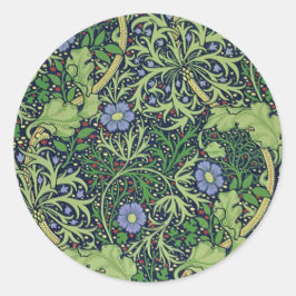 Seaweed art nouveau design by William Morris Runt Klistermärke