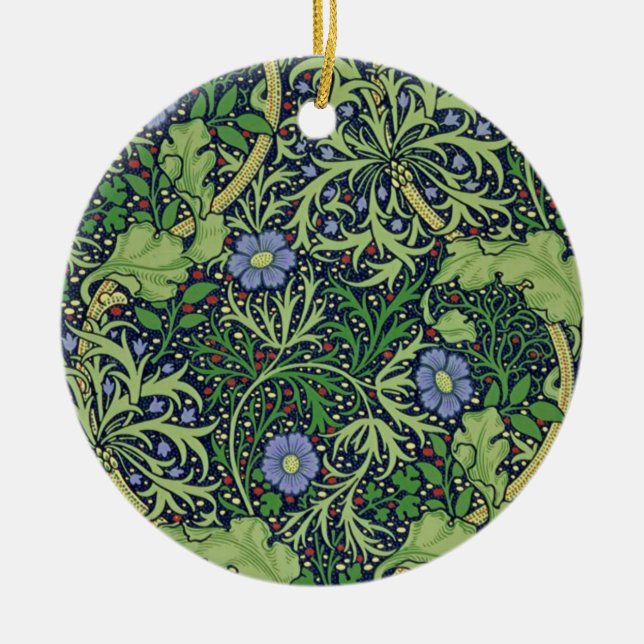 Seaweed cobalt thyme - William Morris Julgransprydnad Keramik (Framsidan)