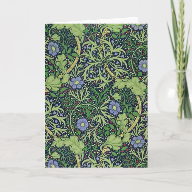 Seaweed cobalt thyme - William Morris Kort (Framsida)