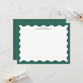 Seaweed Green Wavy Frame Note Card Inbjudningar