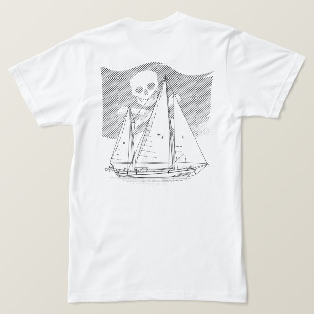 SeaWolf med Subdued Pirat Flagga T Shirt (Design baksida)