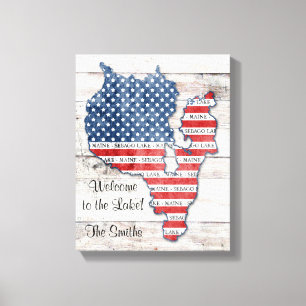 Sebago Sjö Maine Karta Canvas Art