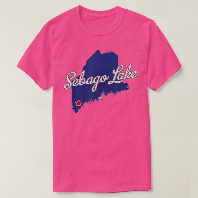 Sebago Sjö Maine ME Karta T Shirt (Design framsida)