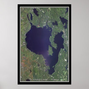 Sebago Sjö Maine Satellite Poster Karta
