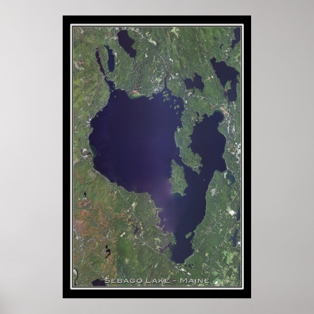Sebago Sjö Maine Satellite Poster Karta (Framsidan)